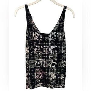 Tibi Silk Floral Windowpane Tank Blouse Size 0